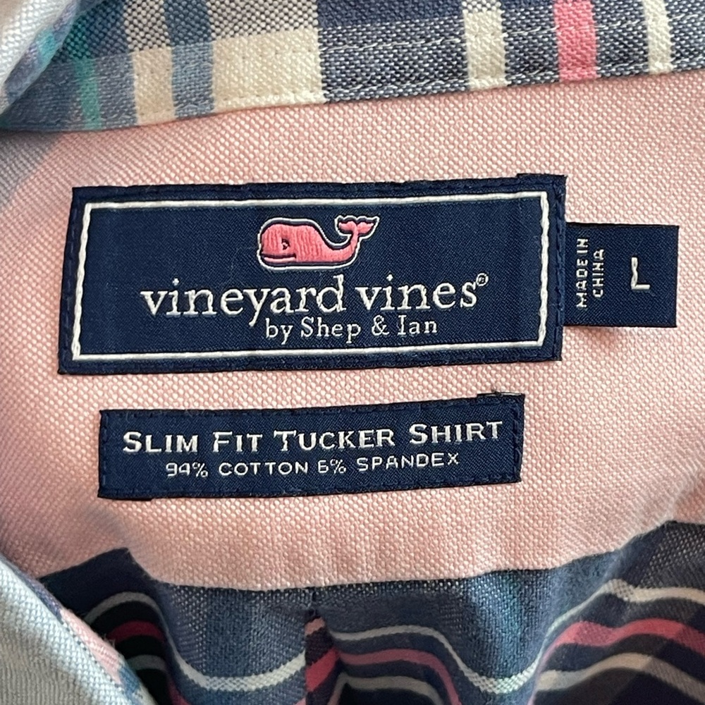 Vineyard Vines Slim Fit Tucker Shirt Mixed Media Whale Cotton Blend Mens Large View 6